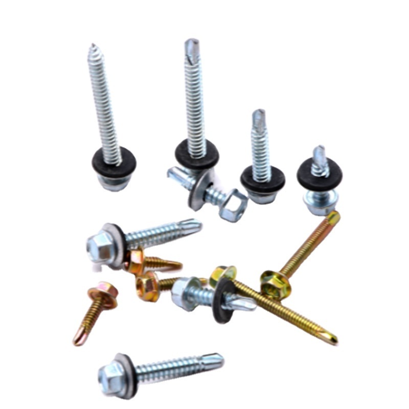 C1022 M4.2 M4.8 M5.5 M6.3 Galvanized Hex Flange Head Self Drilling Roofing Screw With Rubber Washer