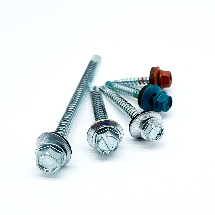 Building Sheet Metal Steel Galvanized Roof Tek Screws Hex Washer Head Self Drilling Roofing Screws With Rubber Washer