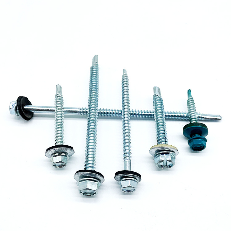 Building Sheet Metal Steel Galvanized Roof Tek Screws Hex Washer Head Self Drilling Roofing Screws With Rubber Washer