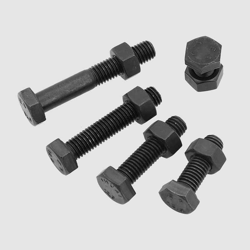 High Strength 8.8 10.9 12.9 Level Steel Outer Hex Head Bolts with Full & Half Teeth Oxidized Black Finish DIN Standard