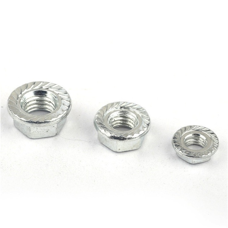 High Quality Supply M4-M24 Flange Nuts DIN6923 BZP/YZP  Galvanized Round Self Locking Hex Flange Nut With Serrated