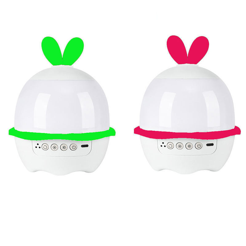 Children gift bedroom colorful adjustable brightness button control USB recharge rotating led projector light night lamp