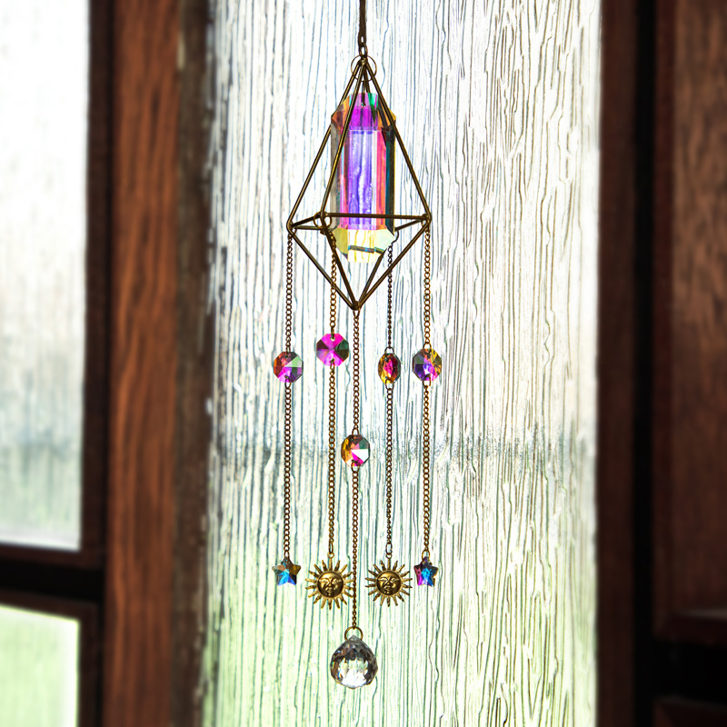 H&D Crystal Window Hanging Prism Suncatcher Ornament Rainbow Catcher Wall Art Drops Home Garden Decor Collections Fairy Gift