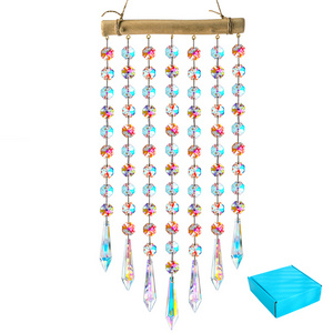 H&D Hanging Window Suncatcher Rainbow Maker Glass Crystal Mobile Wind Chimes with AB Prisms Drops Home Wall Art Decoration Gift