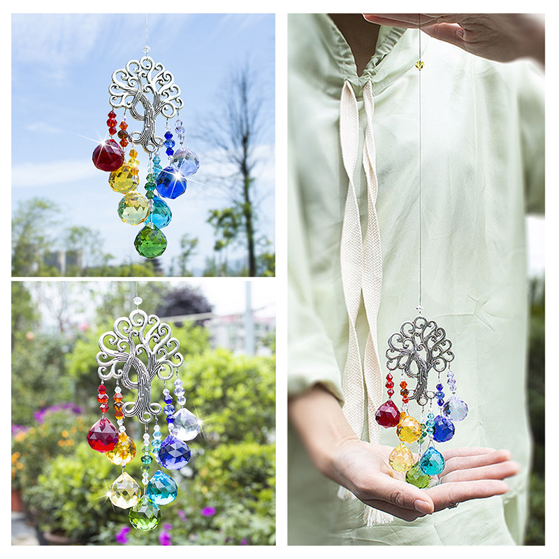 H&D Rainbow Makers Suncatchers Crystal Fantasy Sun Cacther for Window Ornament Chakra Pendant Christmas Decoration,Tree of Life