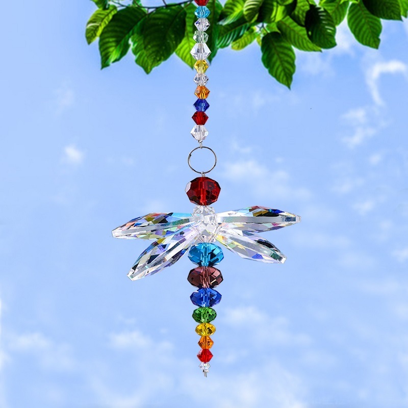 H&D Multi Hanging Window Dragonfly Pendant Rainbow Maker Crystal Suncatcher Feng Shui Home Window Decor Christmas Birthday Gifts