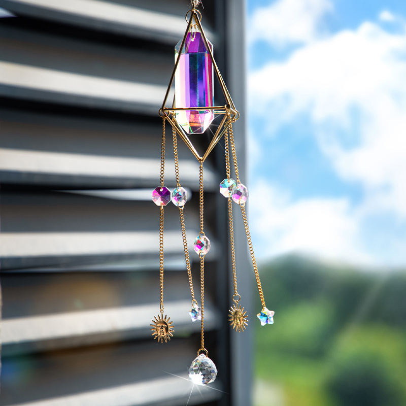 H&D Crystal Window Hanging Prism Suncatcher Ornament Rainbow Catcher Wall Art Drops Home Garden Decor Collections Fairy Gift