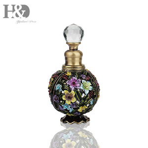 H&D Refillable Bottle Empty Crystal Glass Perfume Bottle Beautiful Small flower Perfume Bottle