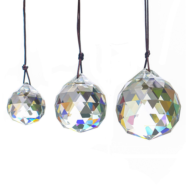 H&D 30/40/50mm 3pcs Clear Faceted Crystal Ball Chandelier Prisms Ceiling Lamp Lighting Hanging Drop Pendants Wedding Decoration