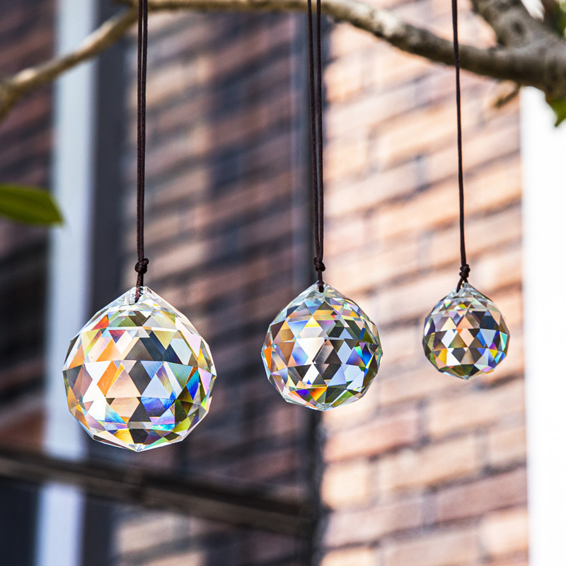 H&D 30/40/50mm 3pcs Clear Faceted Crystal Ball Chandelier Prisms Ceiling Lamp Lighting Hanging Drop Pendants Wedding Decoration