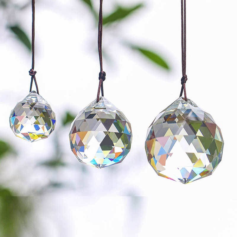 H&D 30/40/50mm 3pcs Clear Faceted Crystal Ball Chandelier Prisms Ceiling Lamp Lighting Hanging Drop Pendants Wedding Decoration