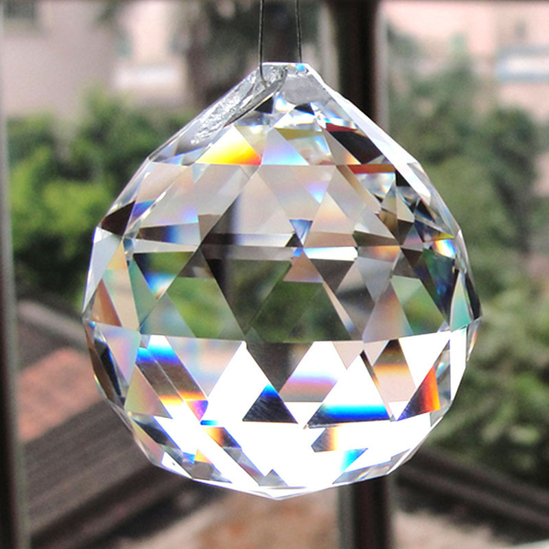 H&D Clear 40mm Faceted Glass Crystal Ball Prism Chandelier Crystal Parts Hanging Pendant Lighting Ball Suncatcher Home Decor