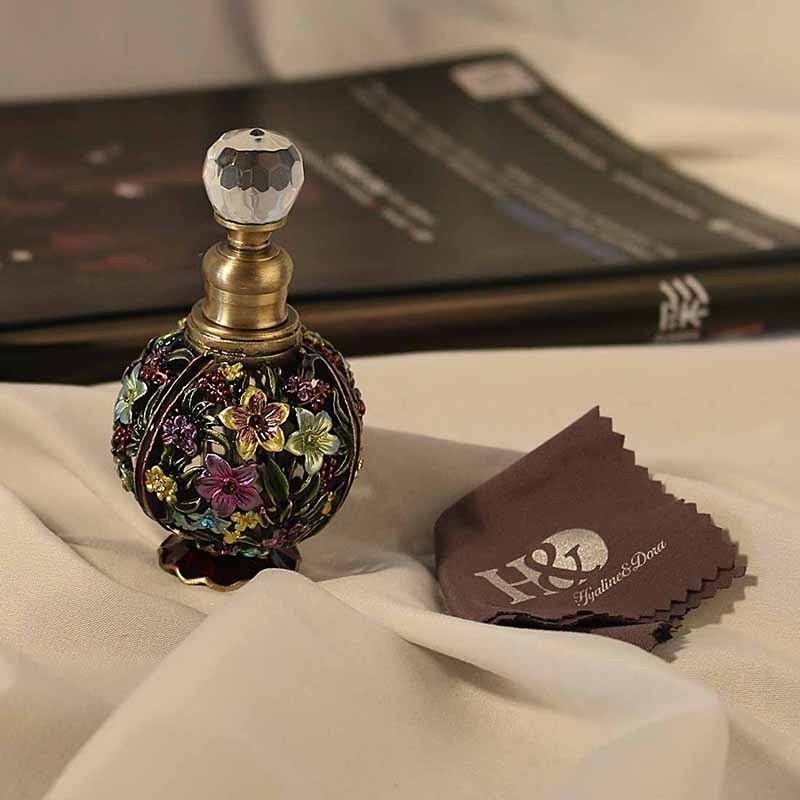 H&D Refillable Bottle Empty Crystal Glass Perfume Bottle Beautiful Small flower Perfume Bottle