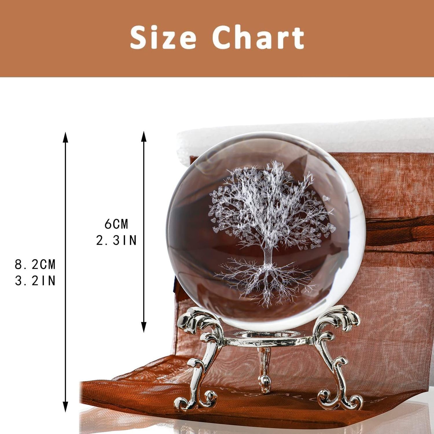 60mm Tree of Life Crystal Ball with Stand Decorative Paperweight Home Decoration Red Box Zhejiang Folk Art Glass Ornament H&D