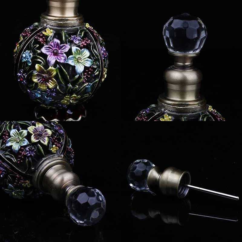 H&D Refillable Bottle Empty Crystal Glass Perfume Bottle Beautiful Small flower Perfume Bottle