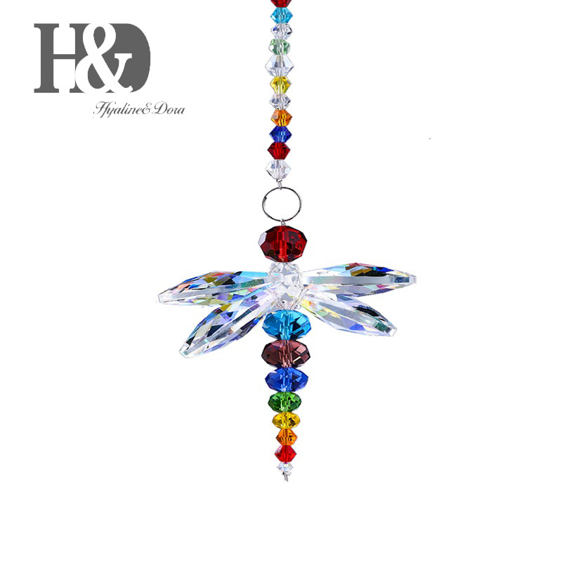 H&D Multi Hanging Window Dragonfly Pendant Rainbow Maker Crystal Suncatcher Feng Shui Home Window Decor Christmas Birthday Gifts