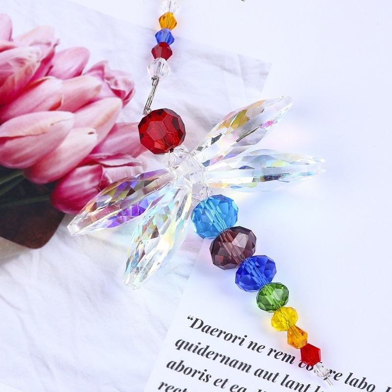 H&D Multi Hanging Window Dragonfly Pendant Rainbow Maker Crystal Suncatcher Feng Shui Home Window Decor Christmas Birthday Gifts