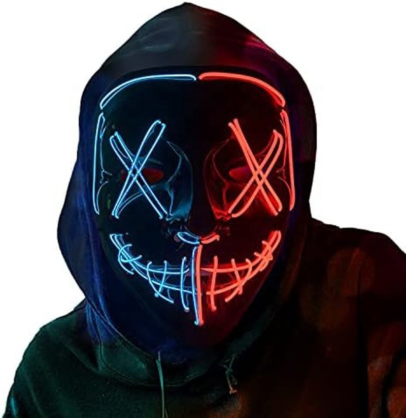 Scary Halloween Coldplay Light Up Purge Mask Halloween Masquerade Party LED Face Masks for Kids Men Women Mask Glowing in Dark