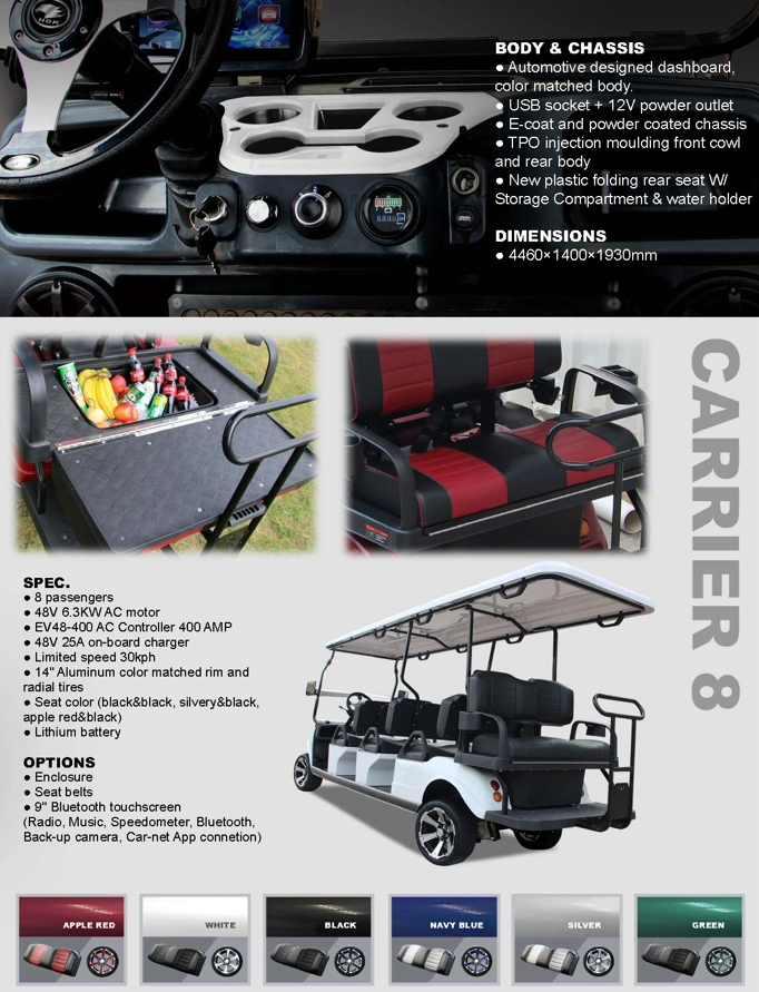 Luxury 2024 EVOLUTION HDK Wholesale 8 Seat electric gasoline scooter jeep 4x4 Club Electric Golf Cart