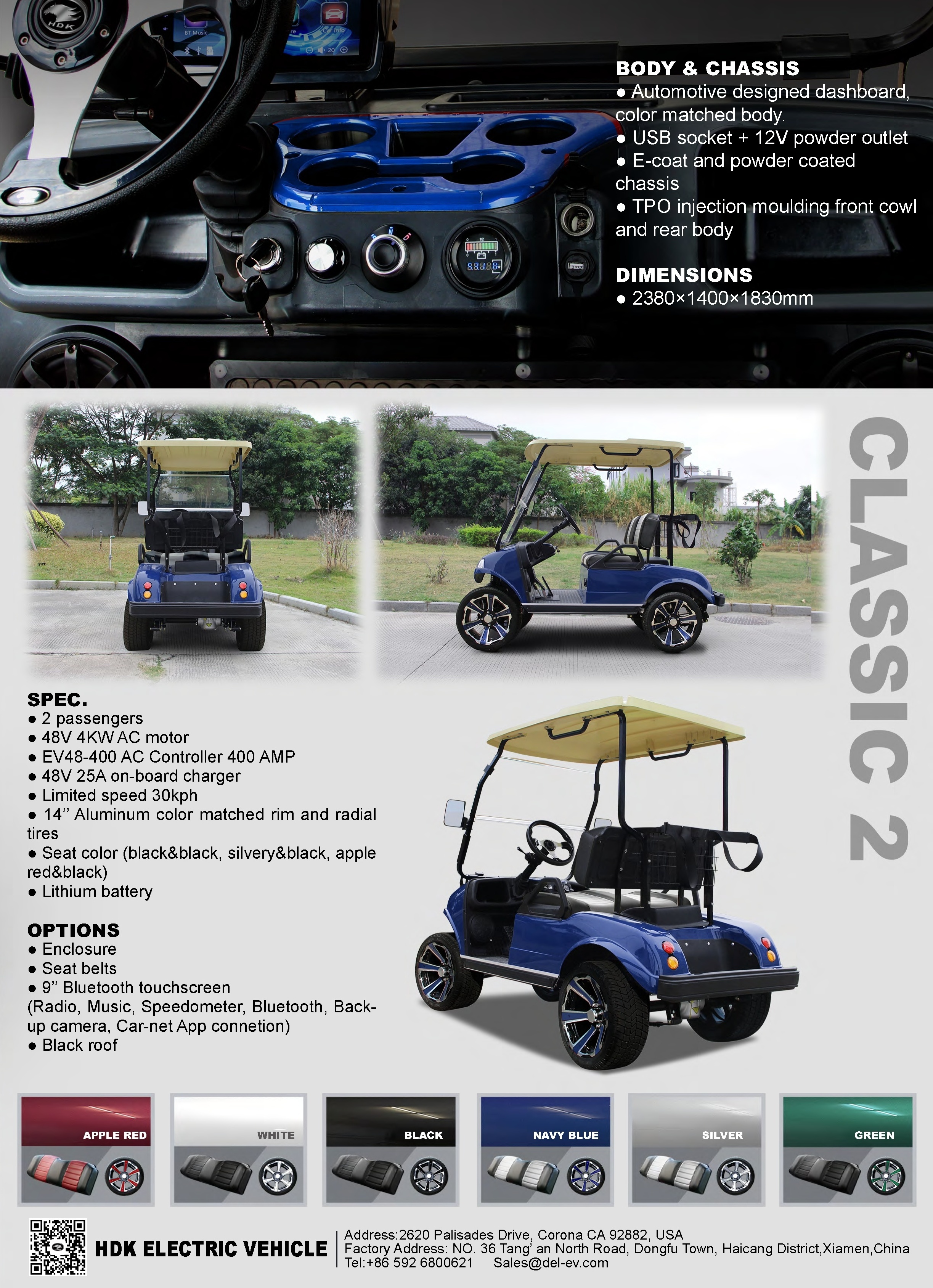 2024 HDK EV For Sale Off-road 48V Lithium Battery Sightseeing Bus Electric Golf Cart Mini Buggy Car