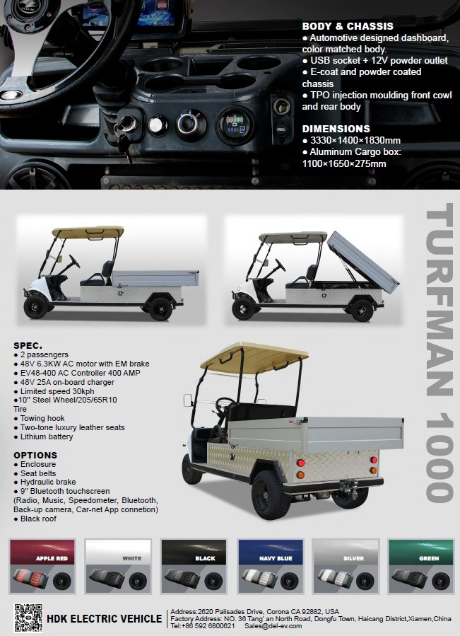 2024 Heavy Duty Buggy Utility Vehicle For Sale With Price Cargo Box UTV ATV HDK EVOLUTION Electric Golf Carts