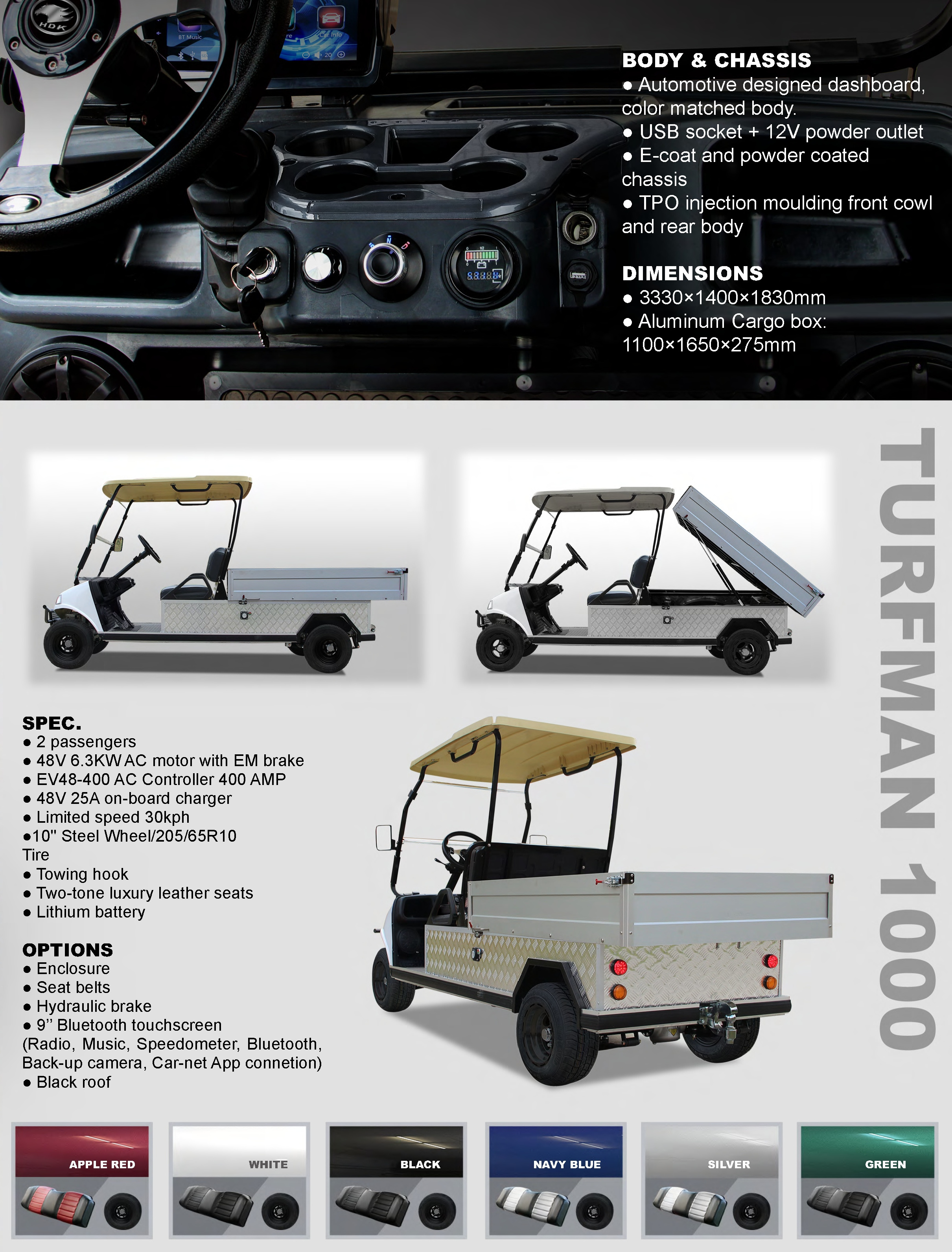 2024 Heavy Duty Buggy Utility Vehicle for Sale  Light Cargo Box Mini Truck Lithium HDK EVOLUTION Electric Golf Cart