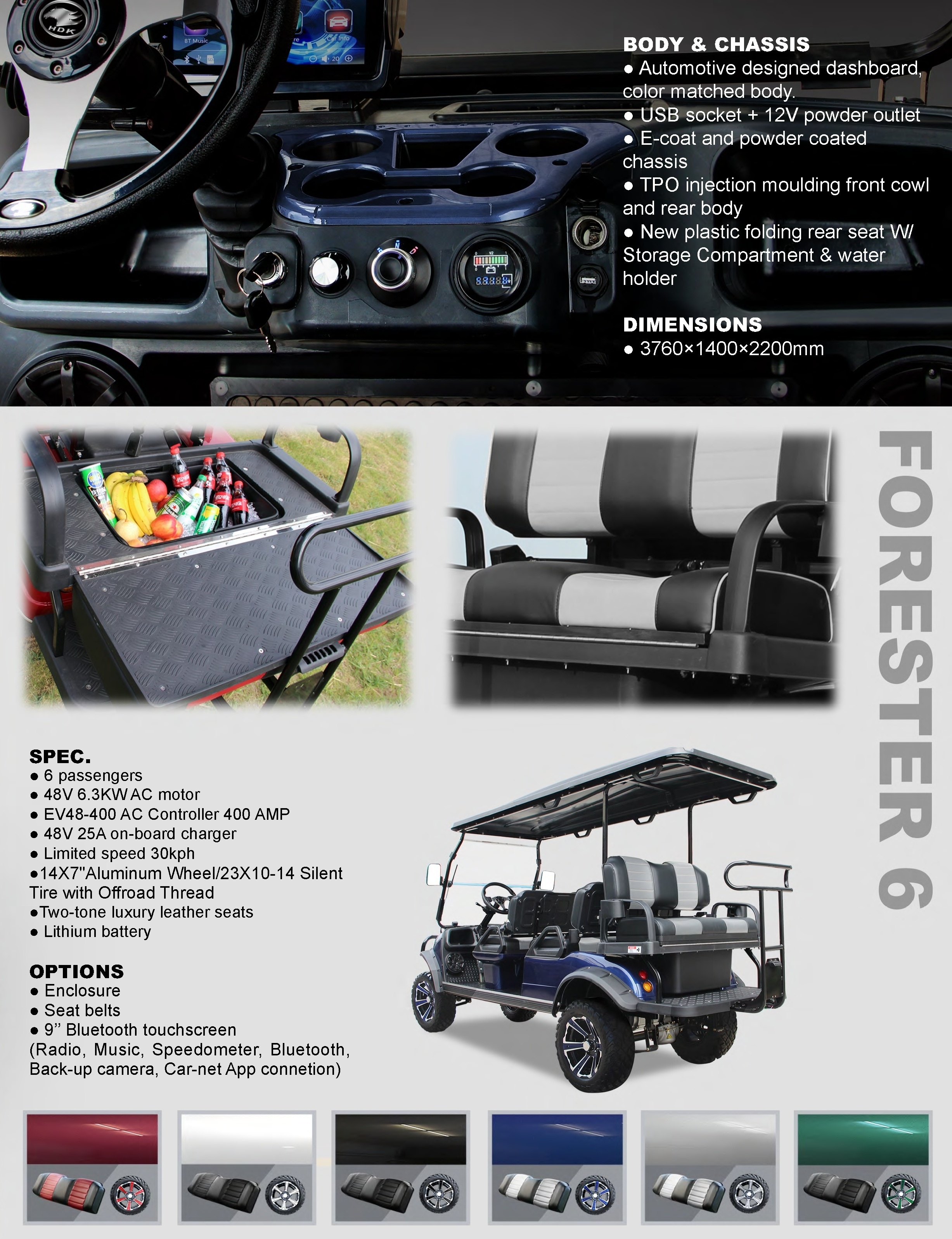 New Sightseeing Off-road 6 Seater Dune Buggy High Speed 48V quad bikes adults HDK EVOLUTION Electric Golf Cart