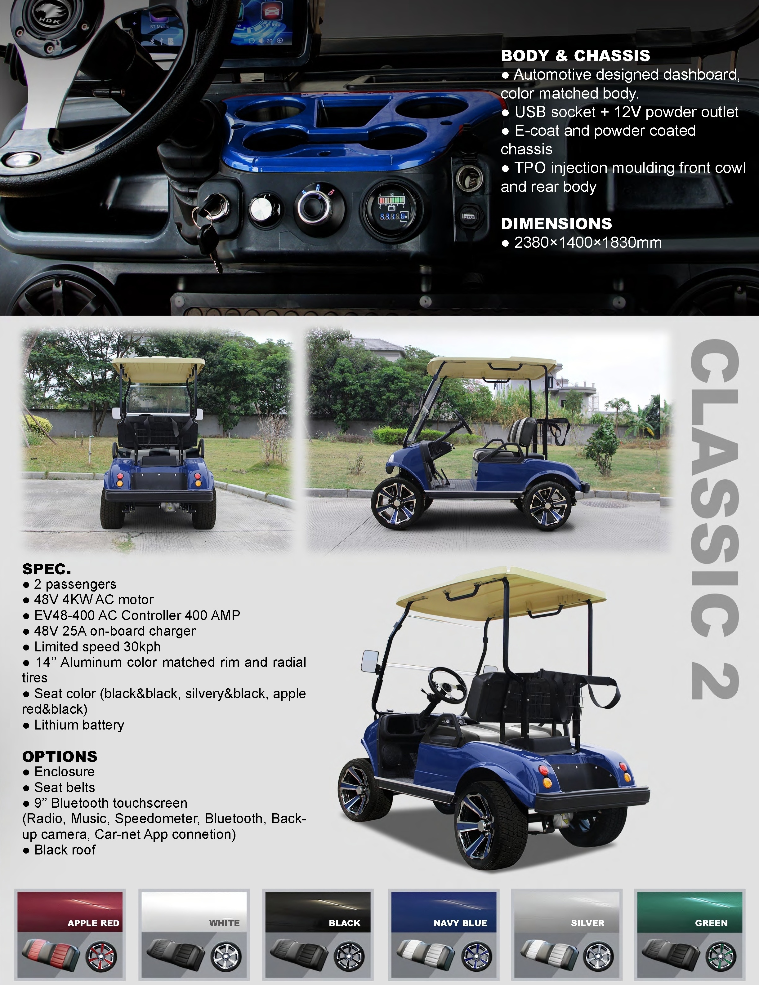 HDK EVOLUTION Utility Vehicle Mini Car 4x4 Scooter 2 Seats 48V Buggy Trolley UTV Electric Golf Cart