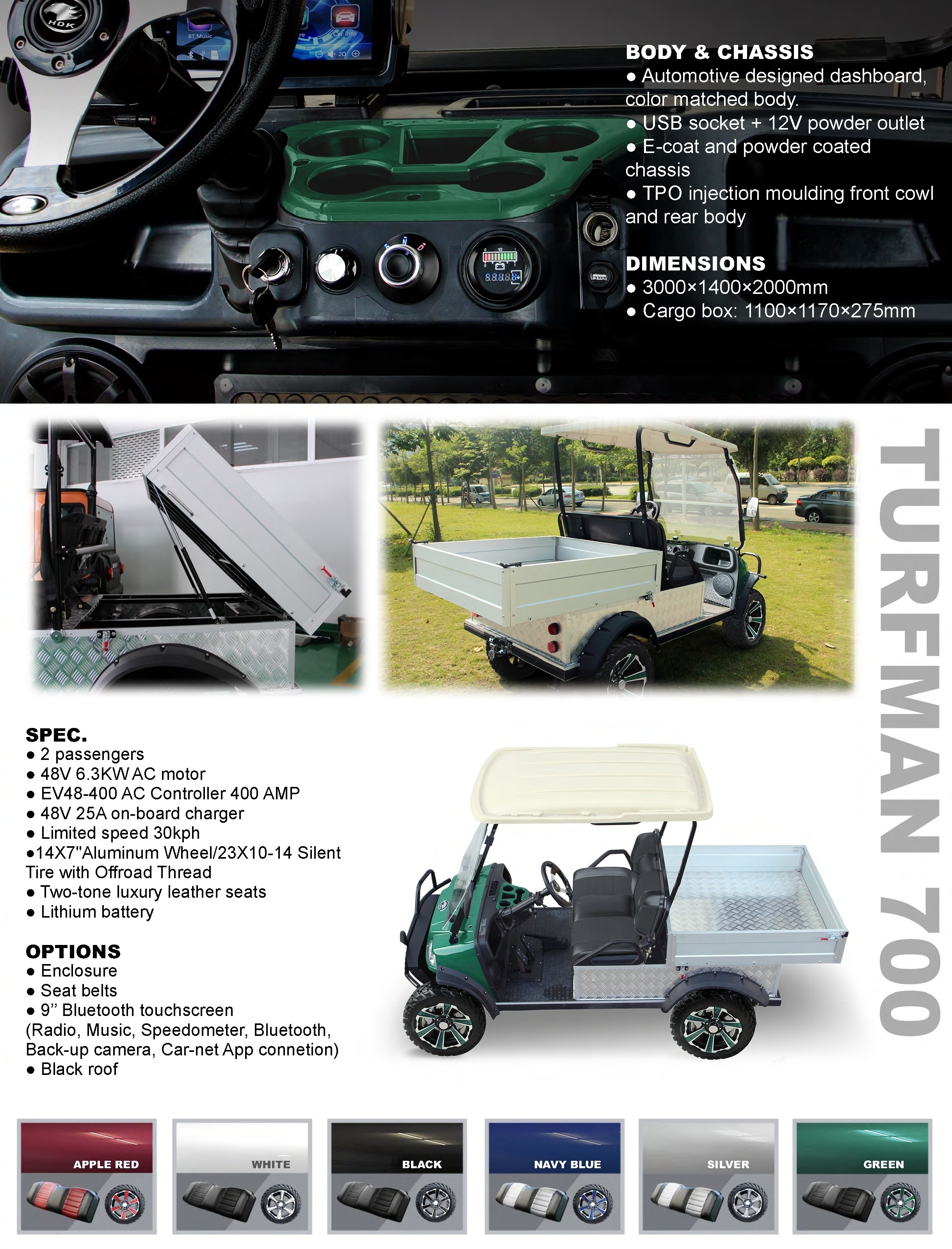 Energy Buggy Trolley Utility Vehicle with Cargo Box UTV ATV 2024 HDK New 48V Prices 1 - 2 Electric Golf Cart