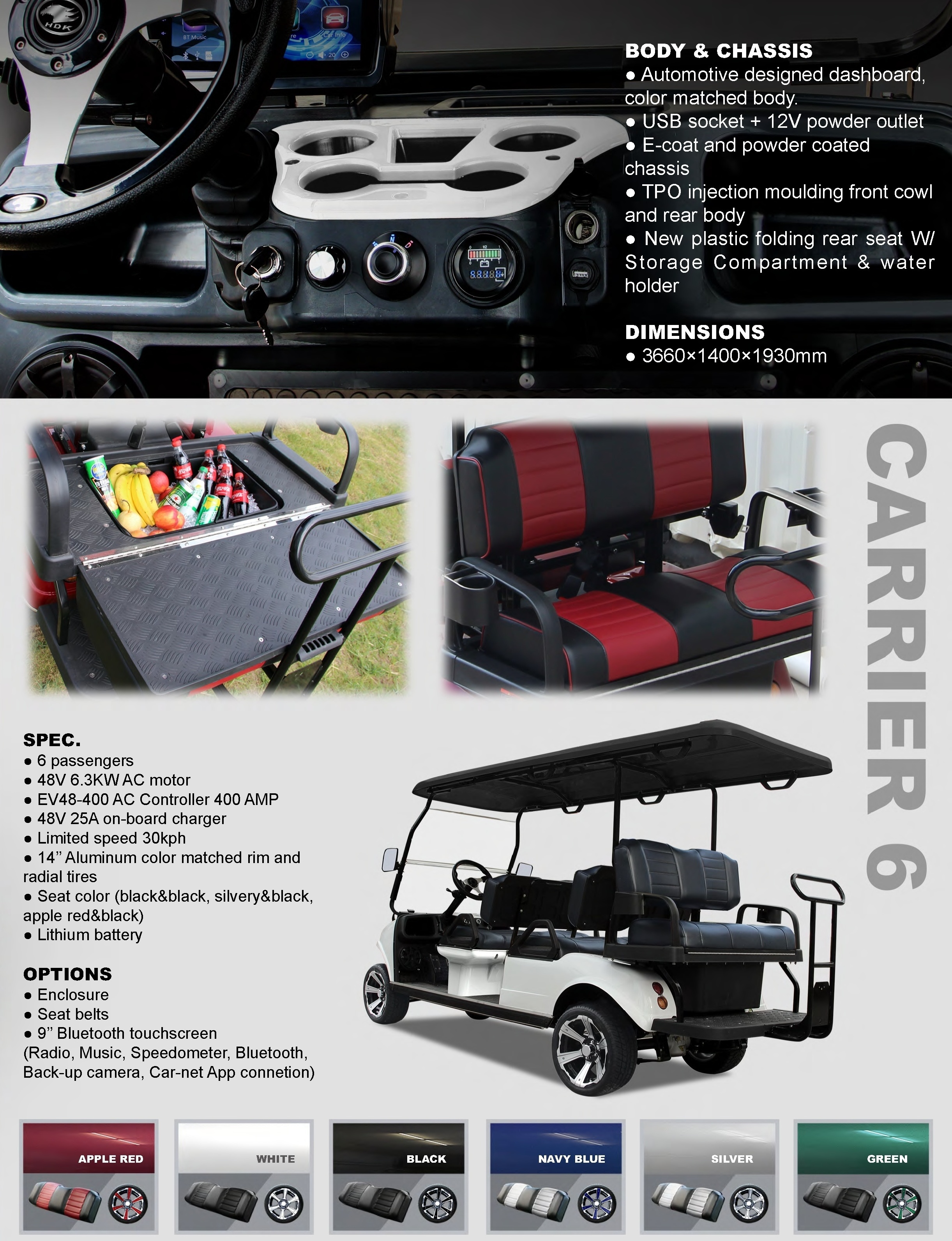 2024 CE Certificate HDK EVOLUTION Sightseeing Bus Club 6 Seat Lithium Battery Off-road Electric Golf Cart For Sale