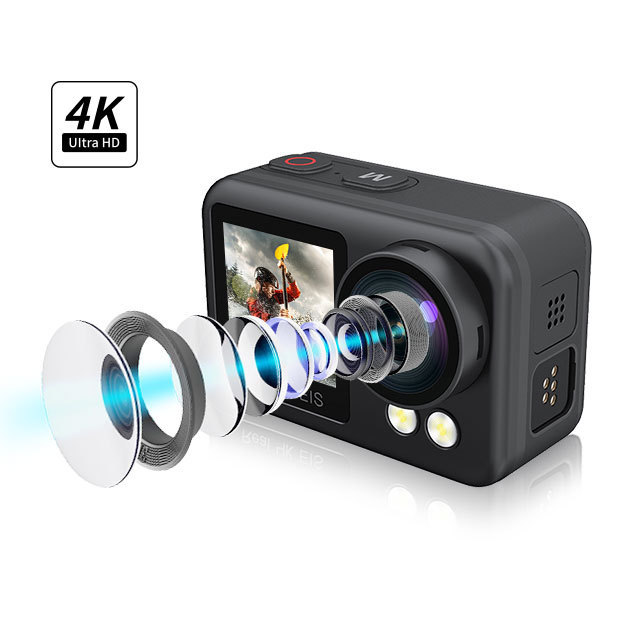 2024 Dual Screen Action Camera Real 4K Live streaming Body Waterproof Action Sport Video Cam With EIS