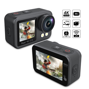 2024 Dual Screen Action Camera Real 4K Live streaming Body Waterproof Action Sport Video Cam With EIS