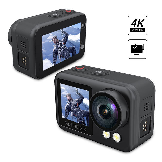 2024 Dual Screen Action Camera Real 4K Live streaming Body Waterproof Action Sport Video Cam With EIS