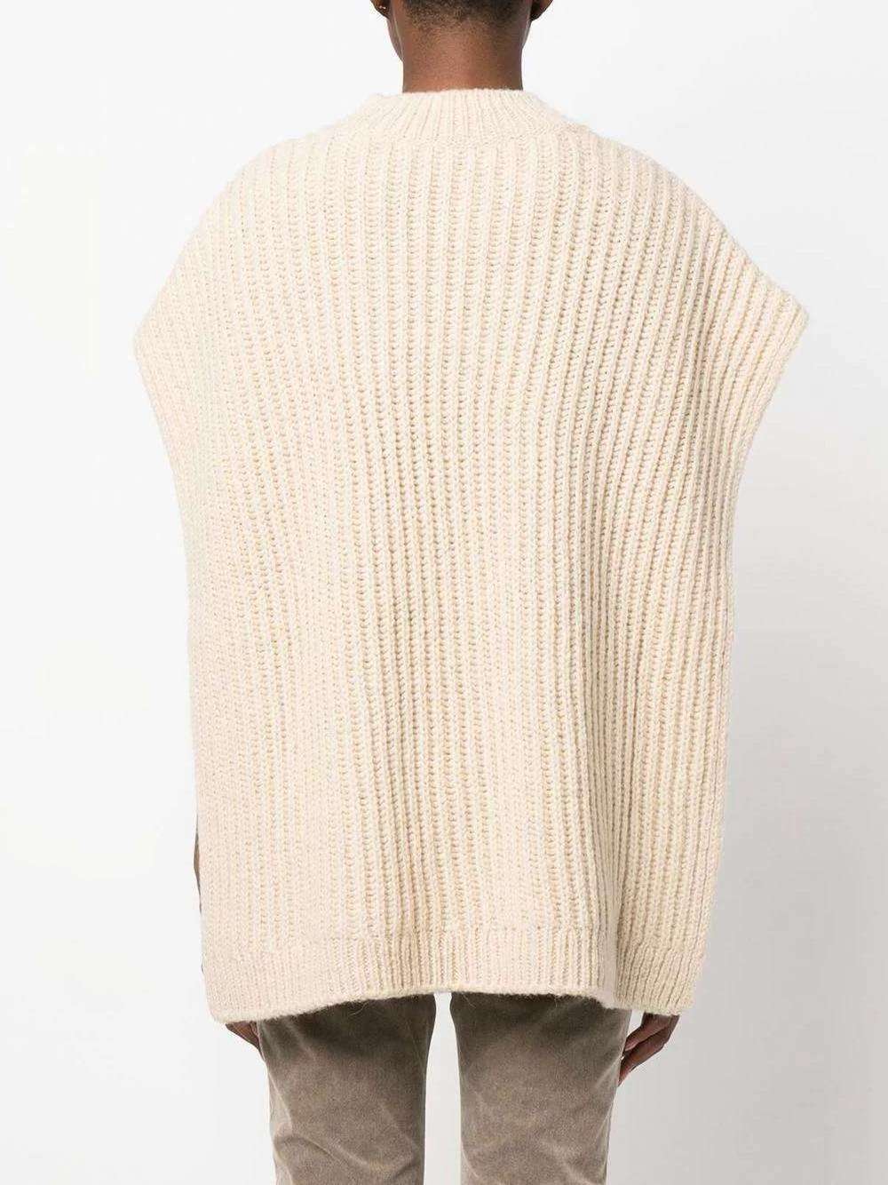 OEM Oversized Women Wrap & Poncho Pullover Crew Neck  Sleeveless Wool Blend Knitted Women Clothes Cape Sweater