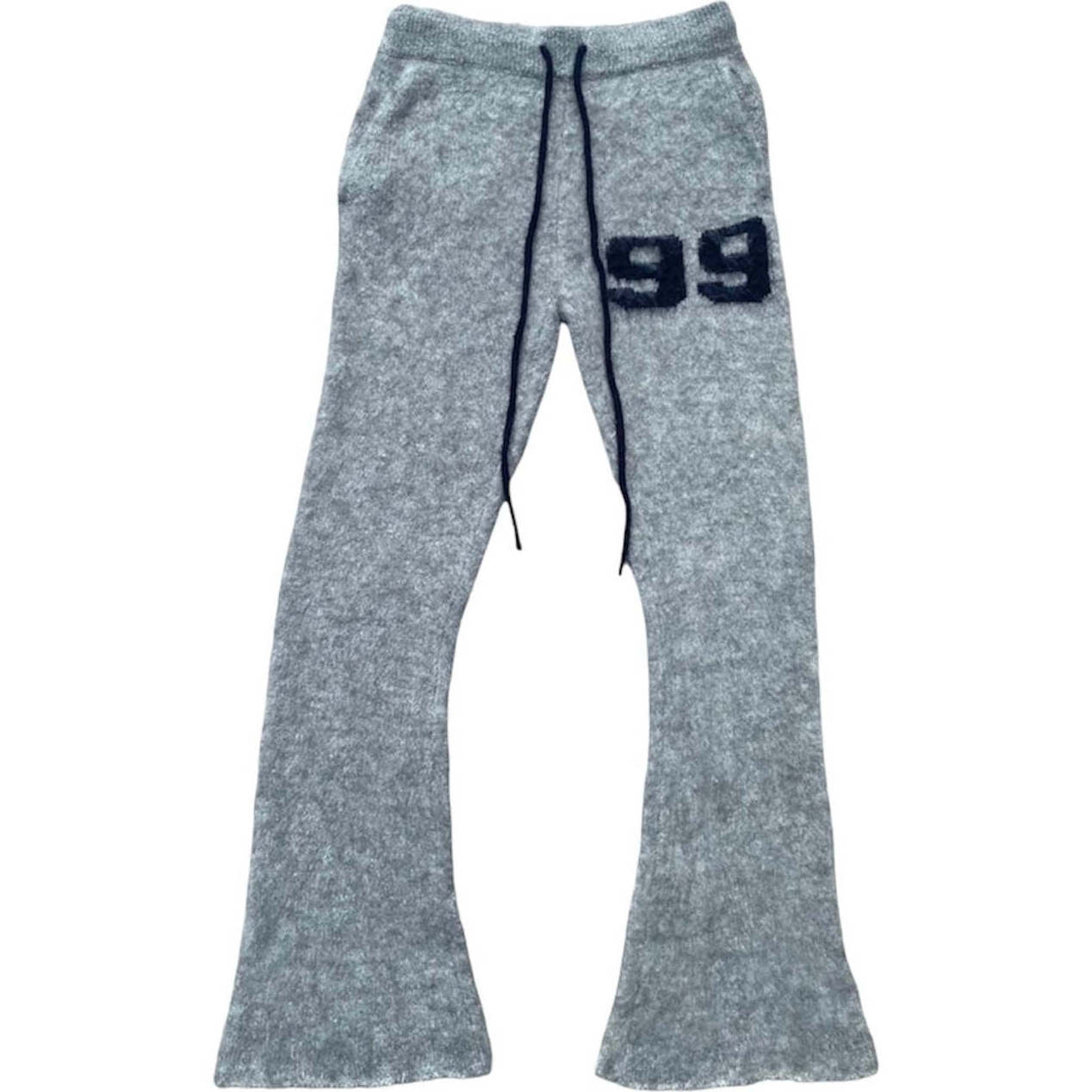 Custom men knit Trousers winter Striped Knitted Mohair Pants men Sweatpants Furry mohair Flare sweater pants