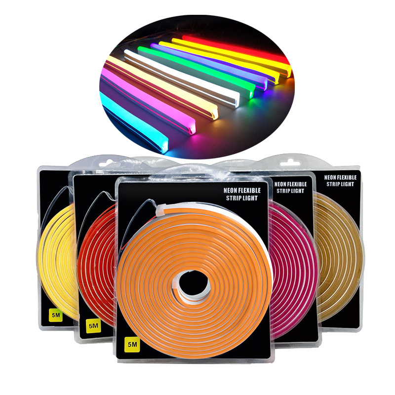 Neon lights flexible strip rope IP65 Wholesale 16.4ft 5m 2835 NO Adapter Blister 12v LED Neon Flexible Strip Lights 12v