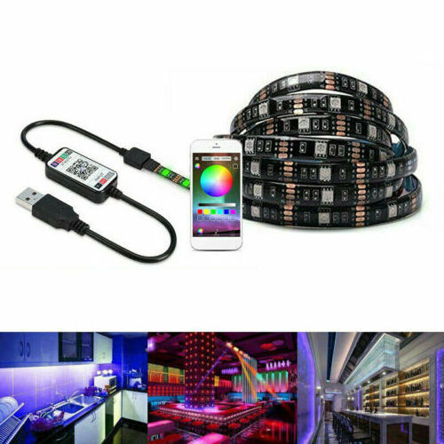 LED Strip Lights 5050 RGB Light Colour Changing Tape Cabinet TV USB Bluetooth