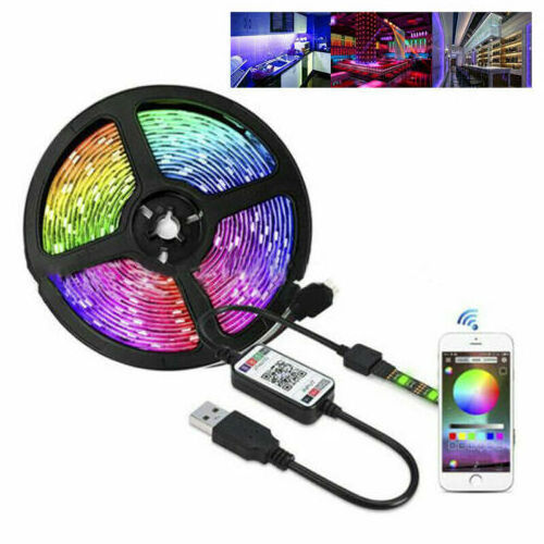 LED Strip Lights 5050 RGB Light Colour Changing Tape Cabinet TV USB Bluetooth