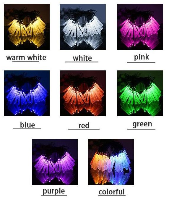 Wedding Outdoor String Holiday Lighting  LED string lights Water drops 50Leds solar decorative string lights