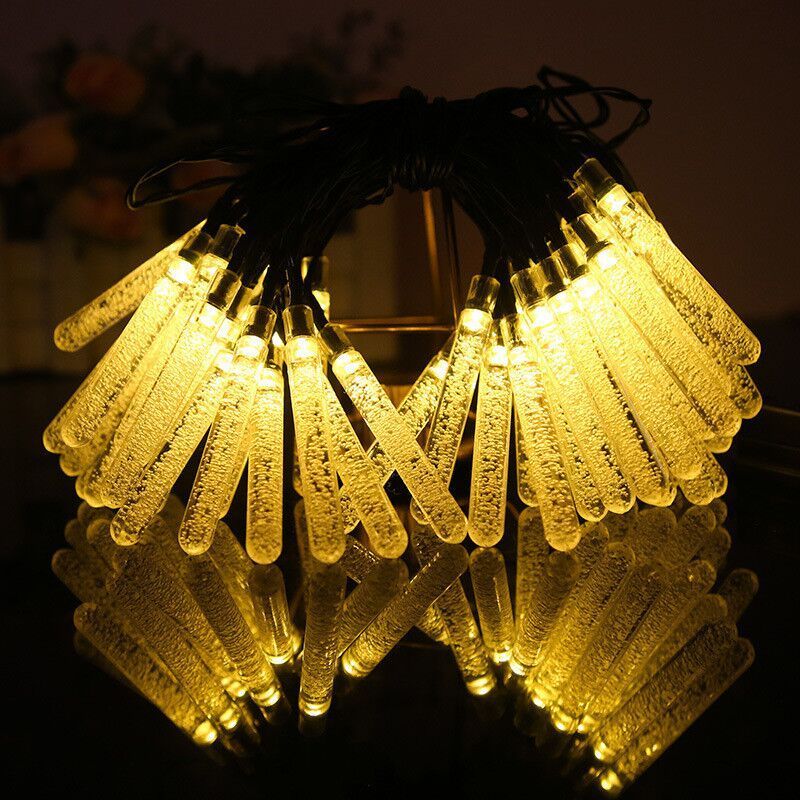 Wedding Outdoor String Holiday Lighting  LED string lights Water drops 50Leds solar decorative string lights