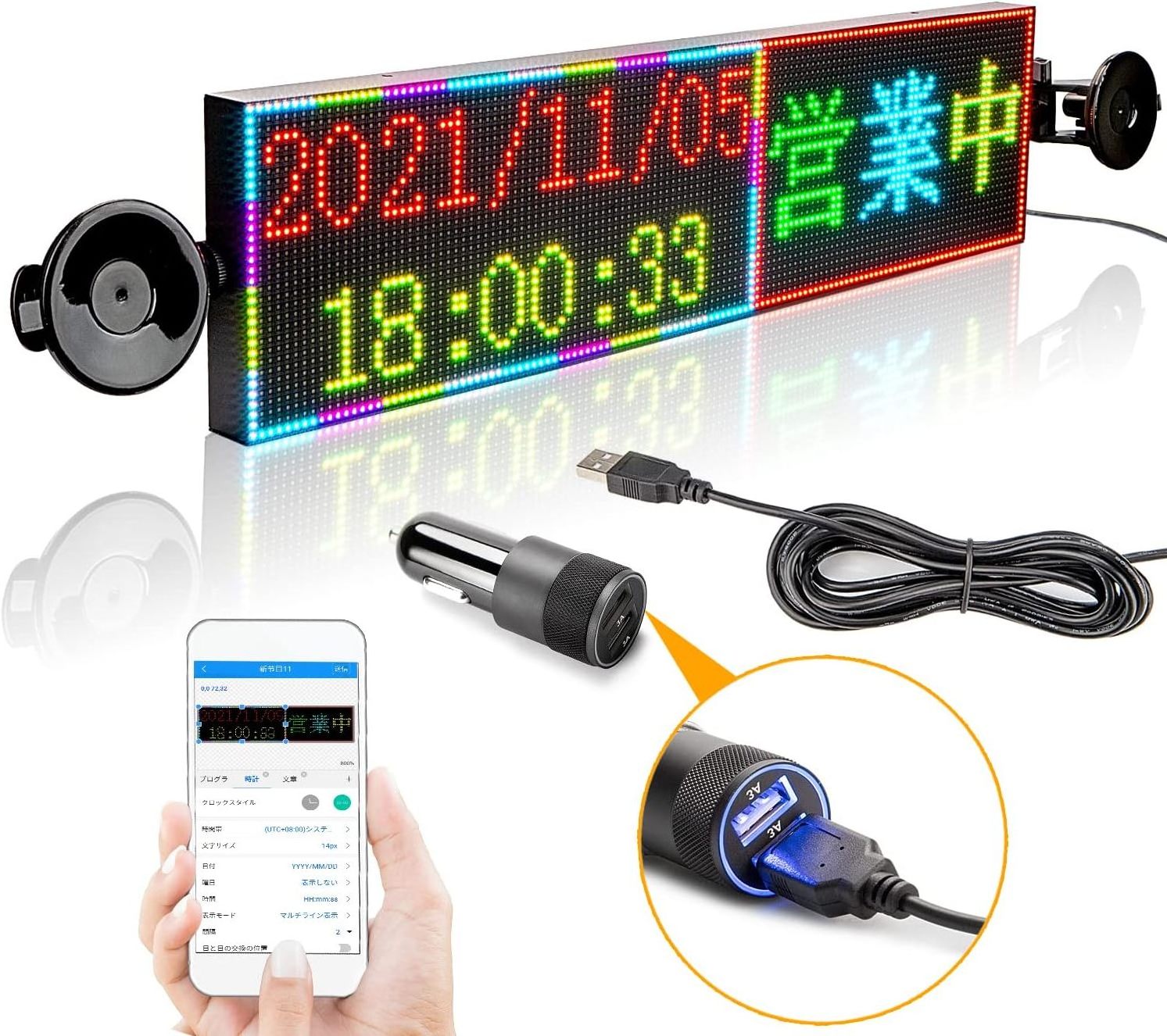 P4 P3 P2 P10LED Sign Car Scrolling Message Board RGB Full Color Programmable LED Display Advertising Board Indoor Use