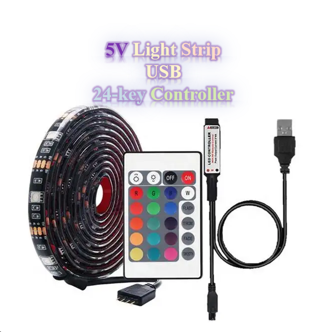 5V Battery/USB LED Strip Light Remote Control Smd 5050rgb 2m 3m 4m 5m 30d/m Flexible  Tv Backlight Tira De Led Tape Strip Lights