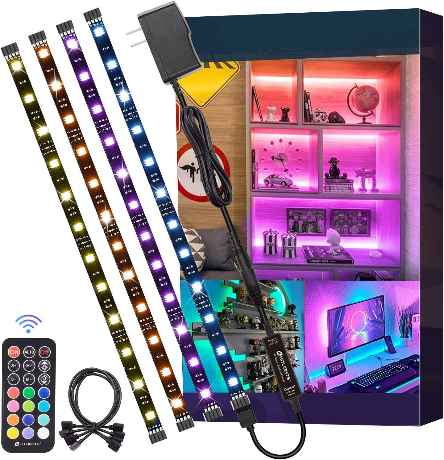 5050 Color Changing LED Strip Lights,  Pre-Cut 1ft/4ft Small LED Light Strips Dimmable RGB  LED Tape Light