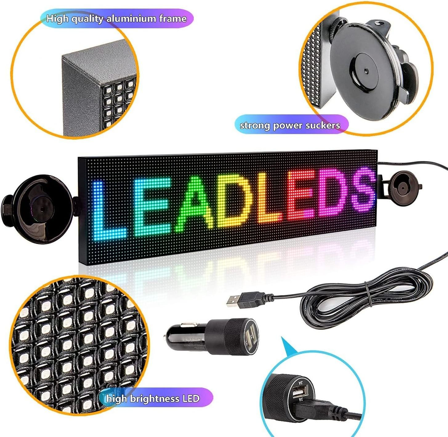 P4 P3 P2 P10LED Sign Car Scrolling Message Board RGB Full Color Programmable LED Display Advertising Board Indoor Use