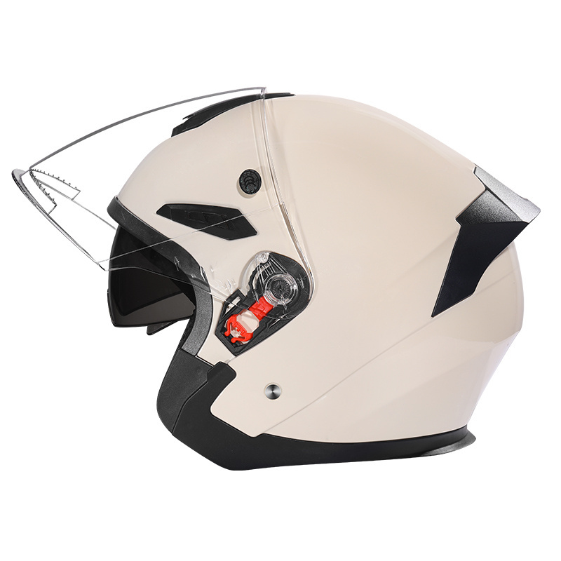 Dual Lens Half Face Helmet motorcycle for Men and Women white protective Safety Helmets for scooters cascos para moto