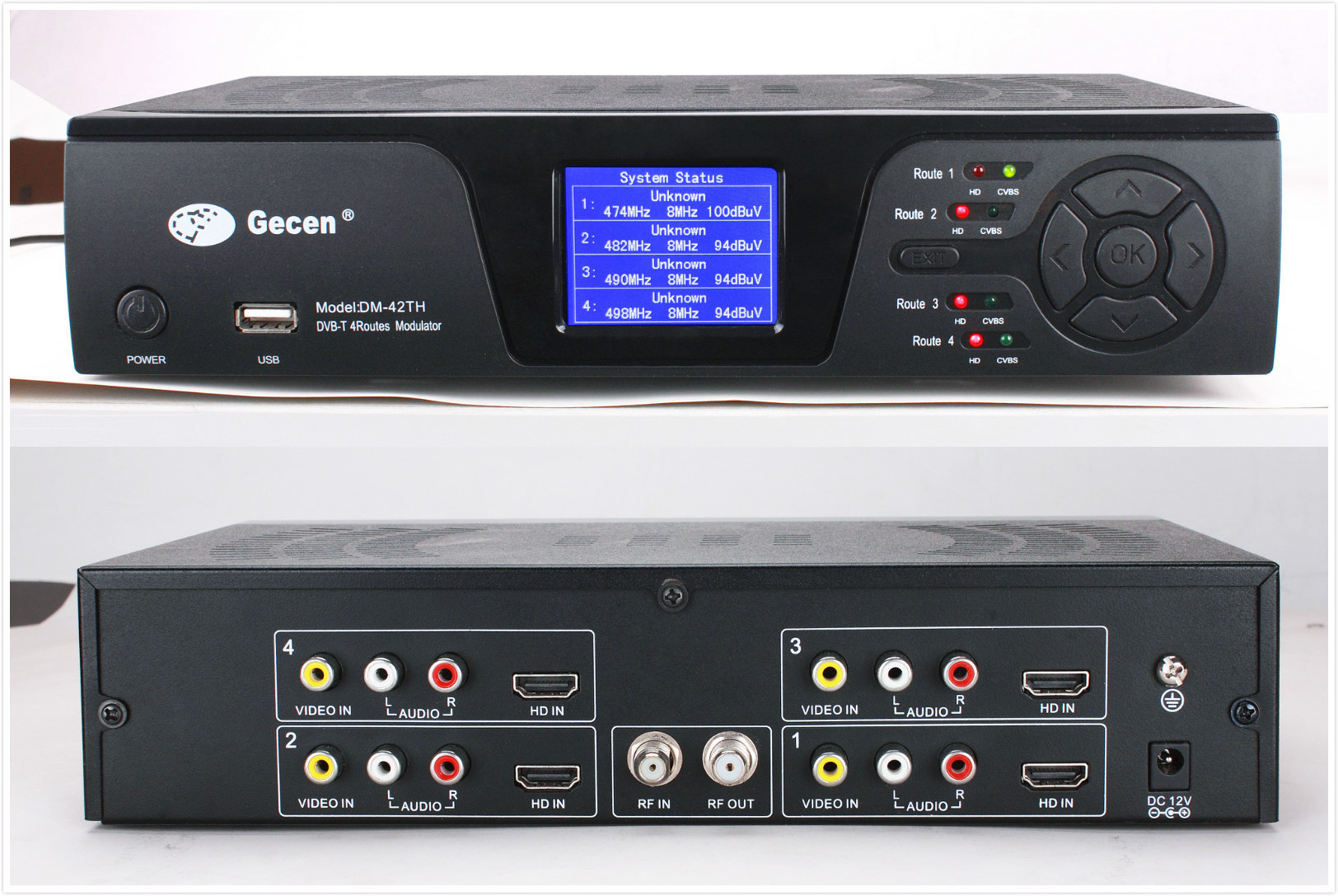 Gecen RF Catv System Digital HD To DVB-T Digital Signal DVB-T Modulator for 4CH DM-42TH