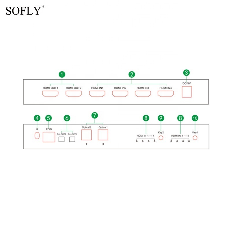 hdmi matrix switcher 4k 4x2 HDMI Matrix Switch Splitter EDID at 30Hz Full HD 1080P with IR Remote Control Switch