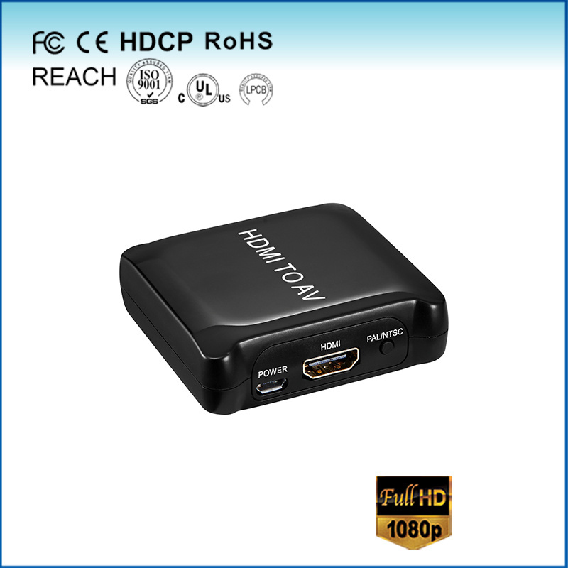 China Manufacturer Plastic HDMI to AV Converter with Cable TV /VHS VCR Players /DVD Recorder