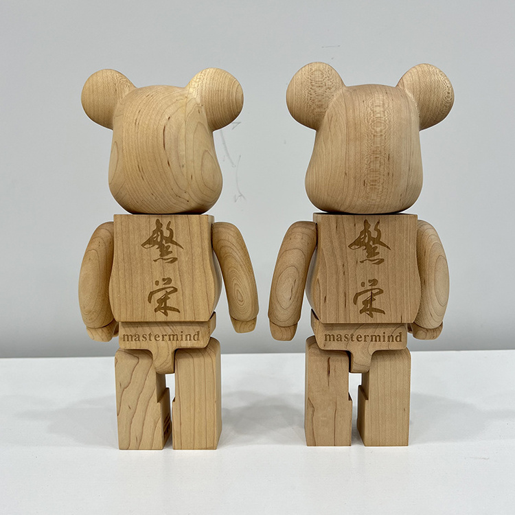 Pine Wood Bear bearbrick 400% 28cm living room decorations office desktop sculptures or Valentine's Day gifts