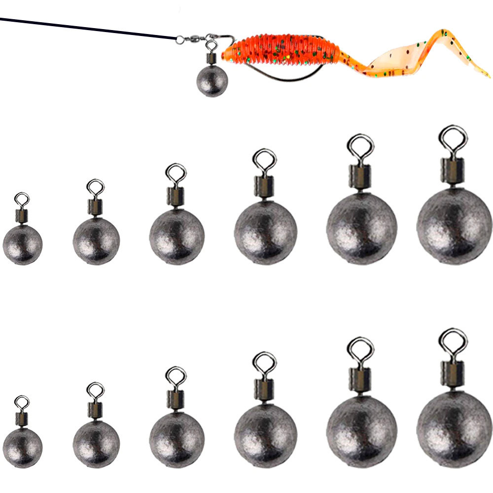 Round Shape Ocean Beach Fishing Grey SWIVEL Lead Material Ball Sinker Casting Distance OEM Deep Water Customize multifunctional